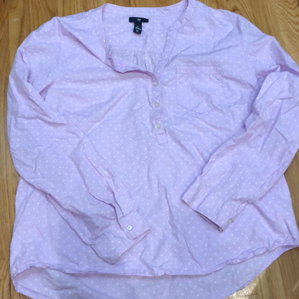 Pink long sleeve with white dots
